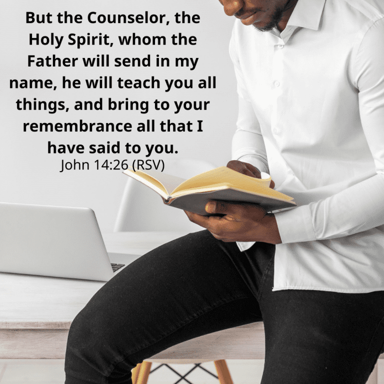 But the Counselor, the Holy Spirit, whom the Father will send in my name, he will teach you all things, and bring to your remembrance all that I have said to you.